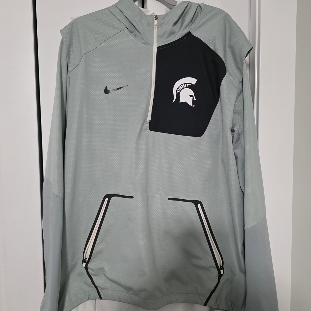 Nike Gray and Black Hoodie with Spartan Logo